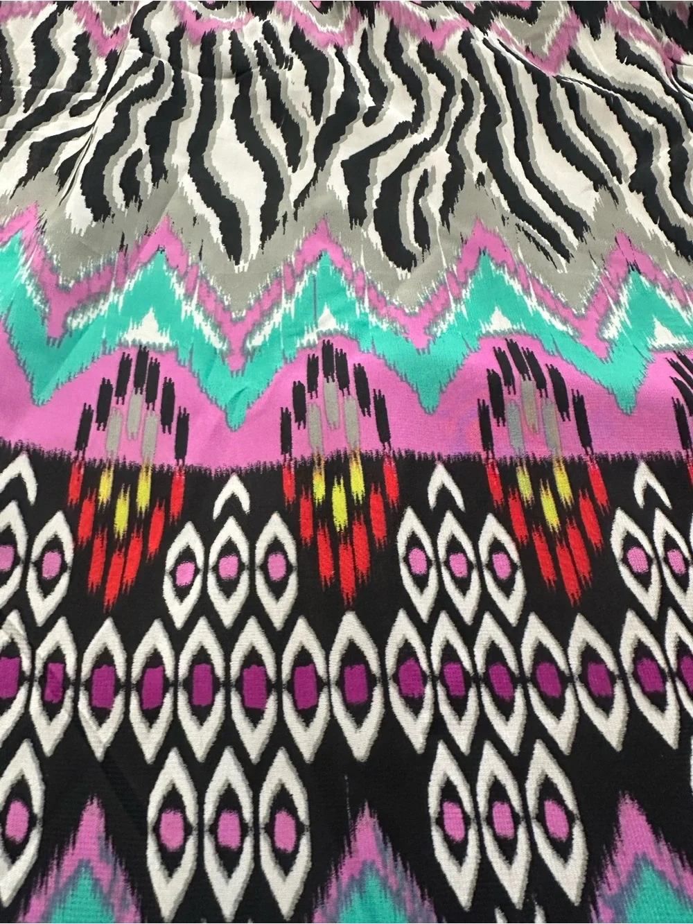 One-Shoulder Women's Coverup in Pink and Teal Aztec Print